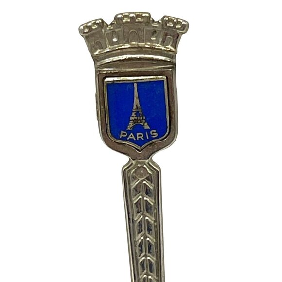 Paris Souvenir Collectors Spoon With Enamel Eiffel Tower & Crown Design B29 - Picture 2 of 4